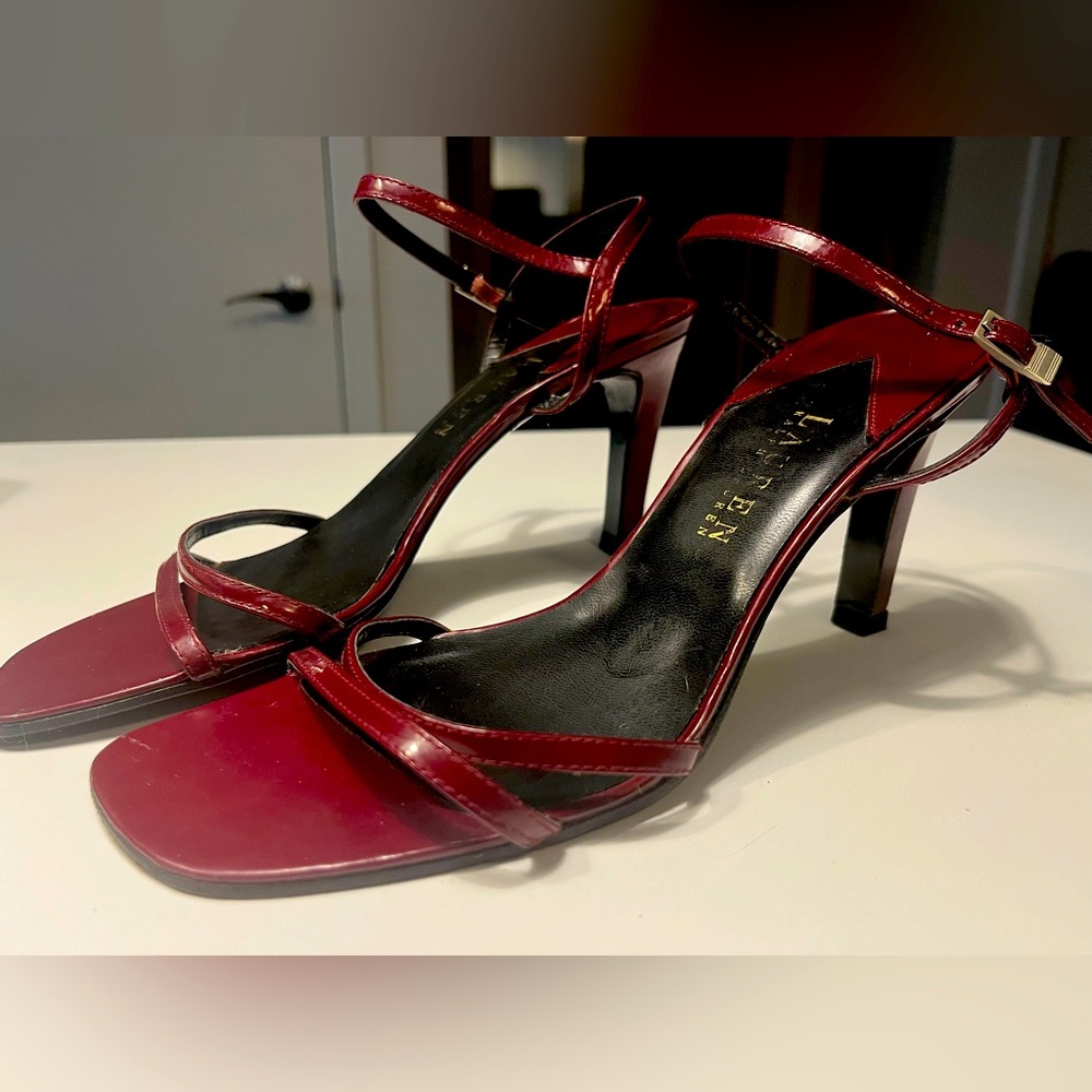 Ralph Lauren Red Patent Leather strappy sandals - size 8